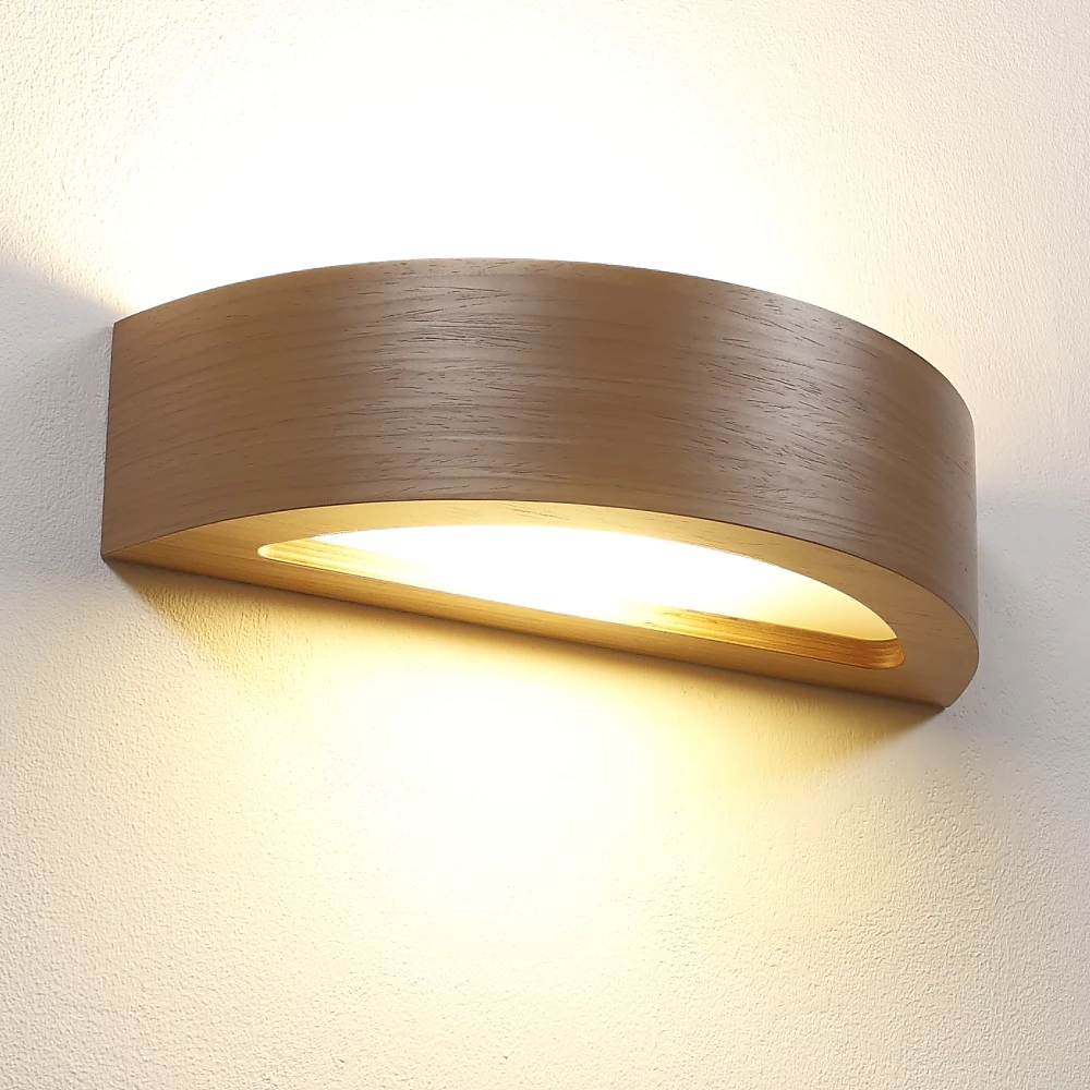 Cleoni Wandleuchte, Nussbaum hell, Furnierholz, Up&Down 5 Cleoni Wandleuchte, Nussbaum hell, Furnierholz, Up&Down – Bild 5