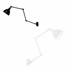 By Rydens Wandleuchte, Retro, schwenkbar, Steckerzuleitung, Schwarz o. Weiß