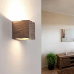 Cleoni Wandleuchte, Würfelform, in Furnier Nussbaum dunkel -Wandleuchten Verkaufsladen wandleuchtewrfelformfurnier nussbaum dunkel 1276192 cleoni 8816a1209