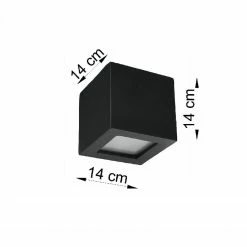 Sollux würfelförmige UP- and Downlight E27 Wandleuchte aus Glas und Keramik Wandlampe schwarz 14 x 14 cm -Wandleuchten Verkaufsladen wrfelfrmige upand downlight e27 0872 10 sollux sl0872