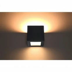 Sollux würfelförmige UP- and Downlight E27 Wandleuchte aus Glas und Keramik Wandlampe schwarz 14 x 14 cm