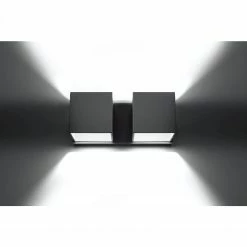 Sollux würfelförmige Up- and Downlight Wandleuchte 2-flammige Wandlampe grau 26 x 12 x 12 cm