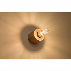 Sollux zylindrische skandinavische E27 Wandleuchte aus Holz Glühbirnen Wandlampe ideal für Filament-Leuchtmittel 10 cm